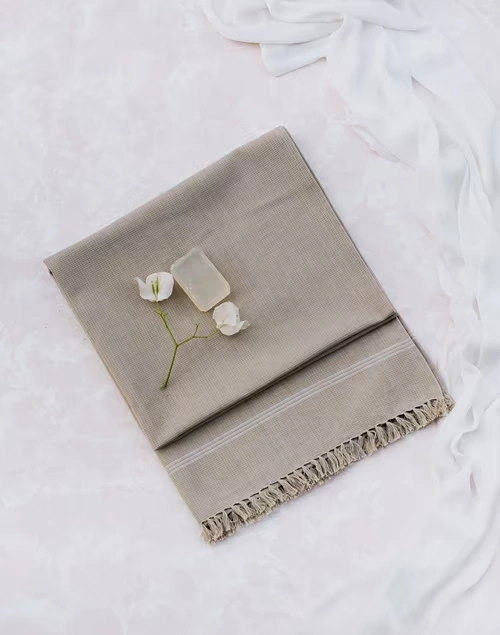 Beige Jia Cotton Honeycomb Bath Towel Large