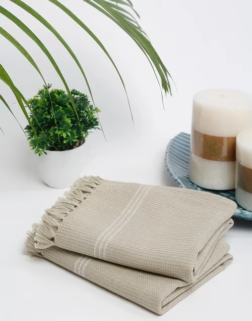 Beige Jia Cotton Honeycomb Towel | Set Of 2