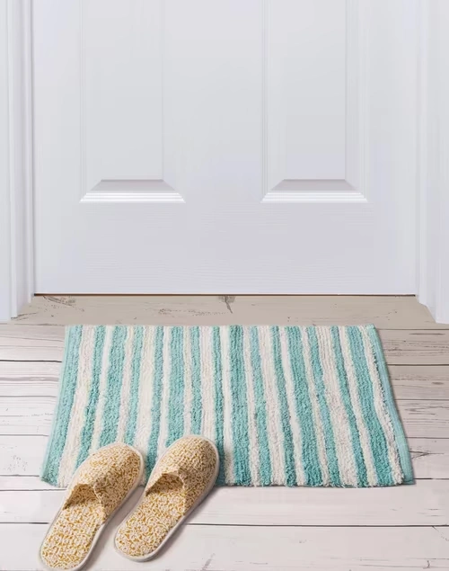 Blue Pranay Cotton Bathmat