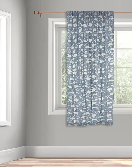 Blue Pankaja Cotton Woven Curtain | 1Pc