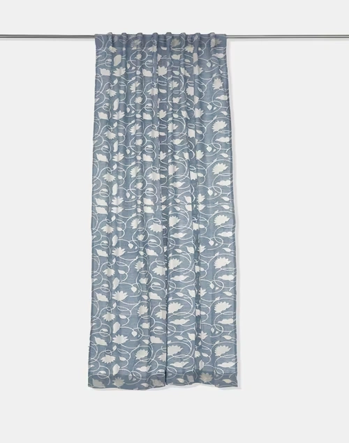 Blue Pankaja Cotton Woven Curtain | 1Pc 3 Blue Pankaja Cotton Woven Curtain | 1Pc