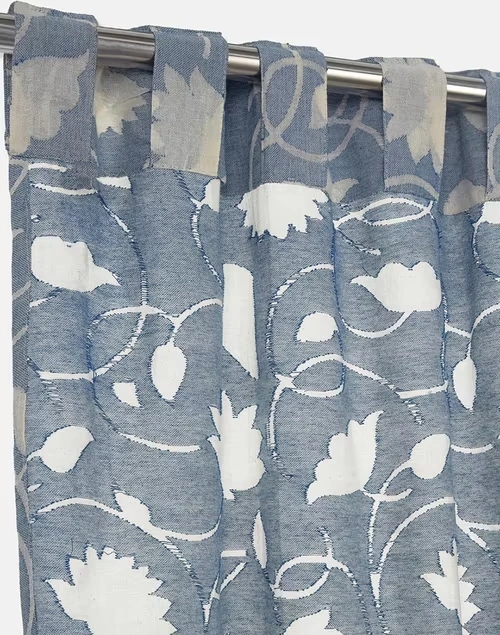 Blue Pankaja Cotton Woven Curtain | 1Pc 4 Blue Pankaja Cotton Woven Curtain | 1Pc