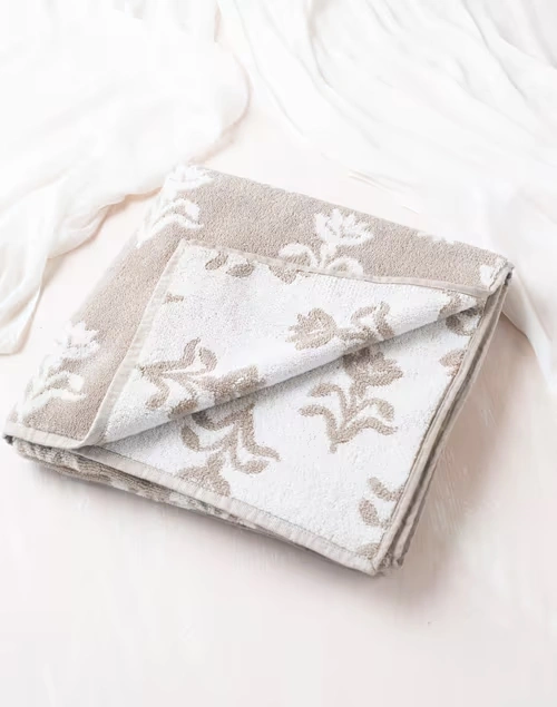 Beige Vikal Cotton Pile Hand Towel