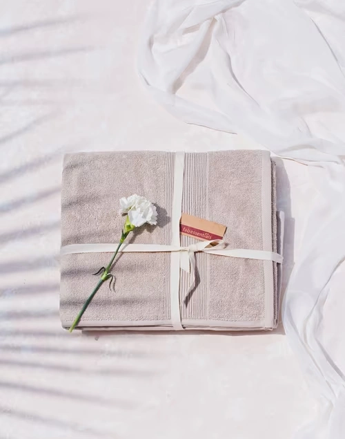 Beige Sancha Cotton Pile Bath Towel Medium