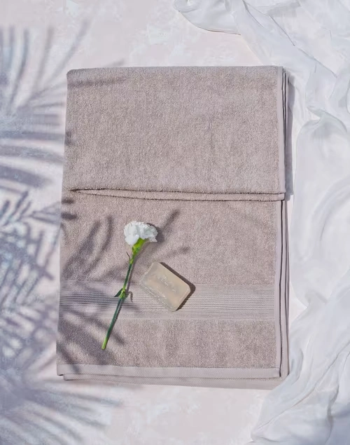 Beige Sancha Cotton Pile Bath Towel Medium