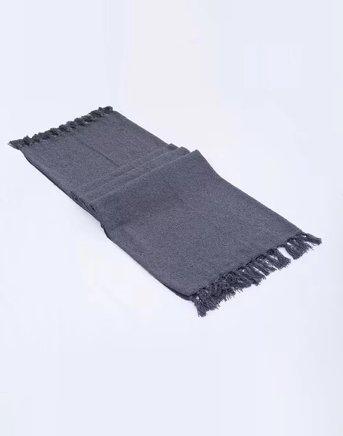 Grey Acrylic Woven Boucle Throw 3 Grey Acrylic Woven Boucle Throw