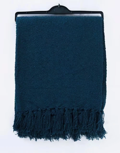 Blue Acrylic Woven Boucle Throw