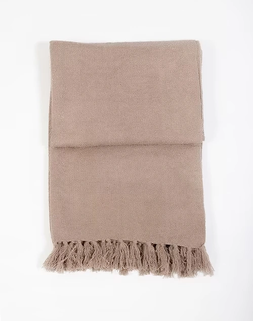 Brown Acrylic Woven Boucle Throw