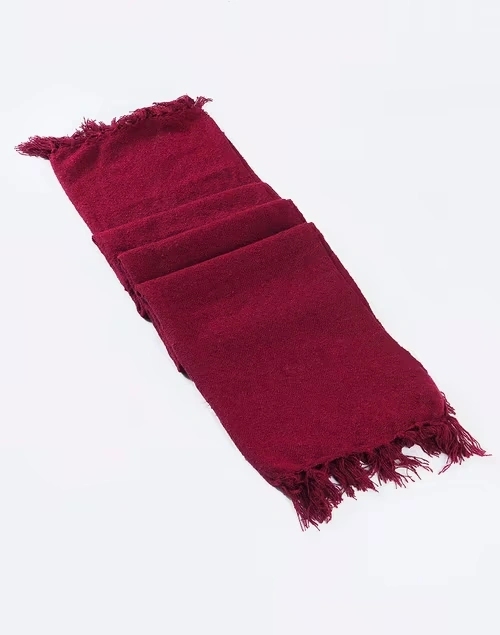 Maroon Acrylic Woven Boucle Throw