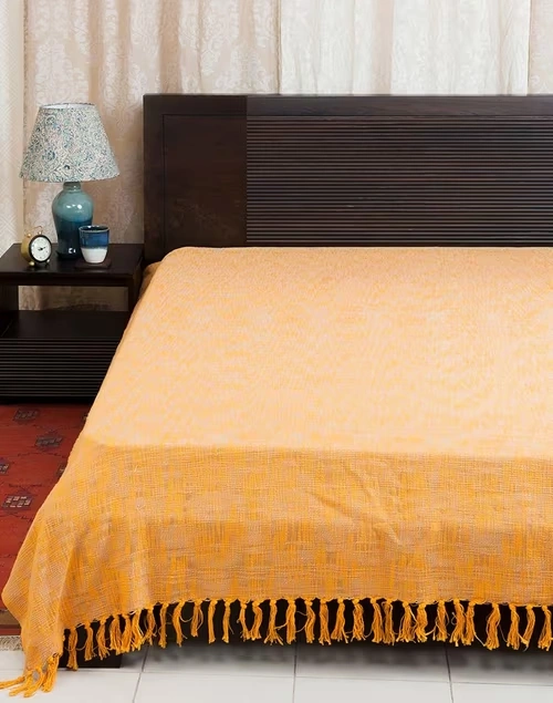 Yellow Chaman Cotton Double Bed Cover