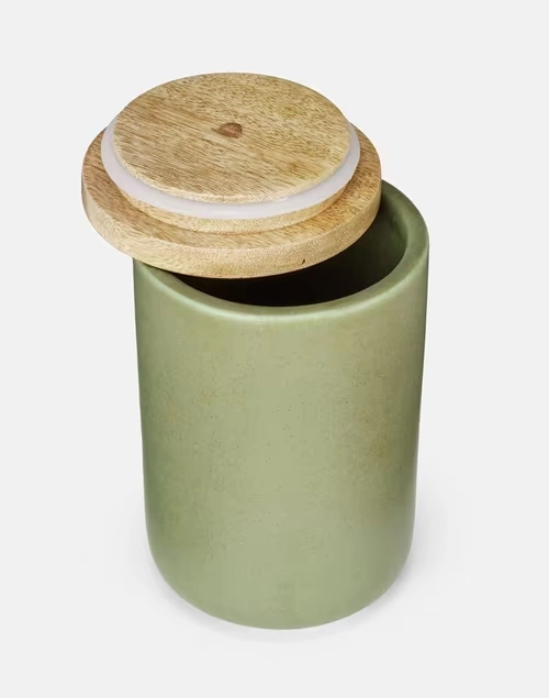 Green Maya Ceramic Jar With Lid 3 Green Maya Ceramic Jar With Lid