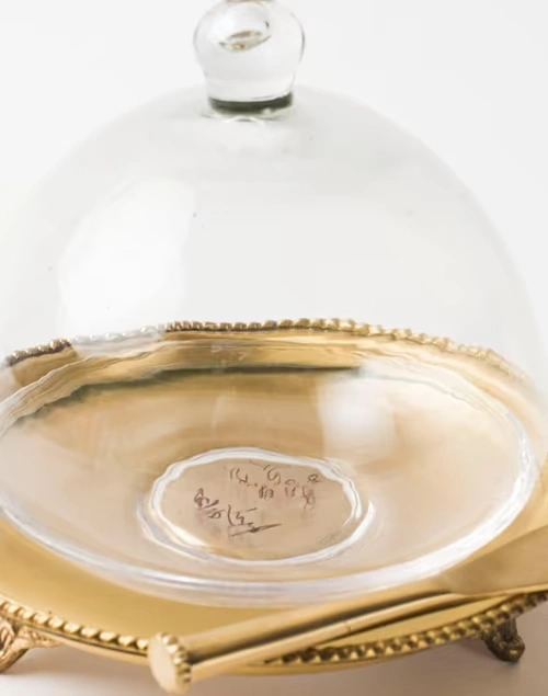 Antique Brass Paridhi Glass Butter dish 3 Antique Brass Paridhi Glass Butter dish