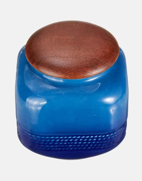 Arsa Ceramic Jar With Lid-Blue
