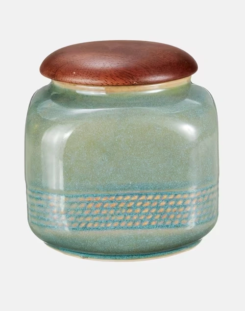 Arsa Ceramic Jar With Lid-Green