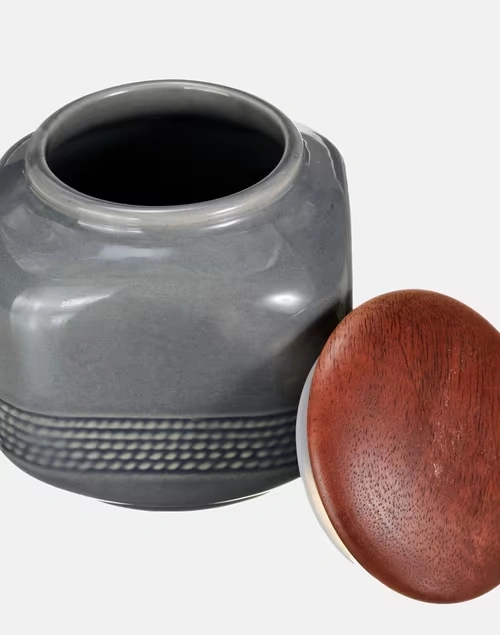 Arsa Ceramic Jar With Lid-Grey