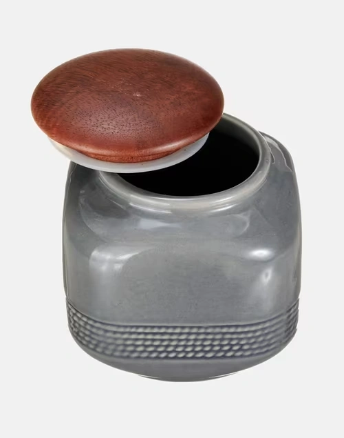 Arsa Ceramic Jar With Lid-Grey
