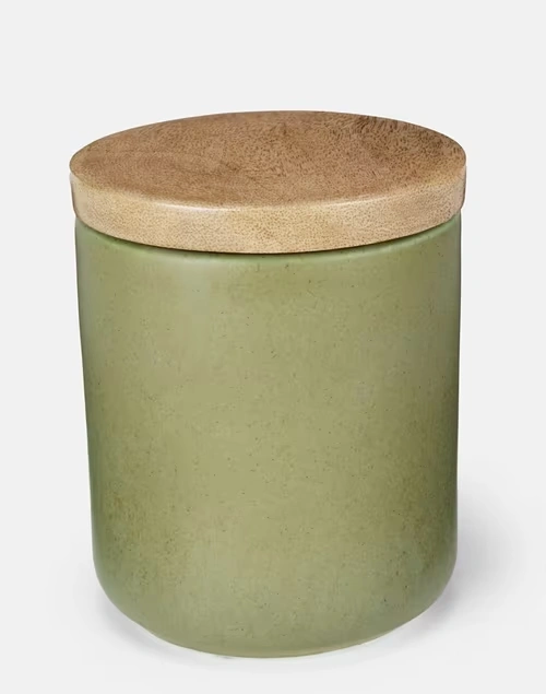 Maaya Ceramic Small Jar With Lid Green
