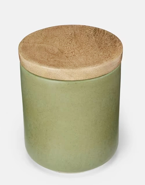 Maaya Ceramic Small Jar With Lid Green