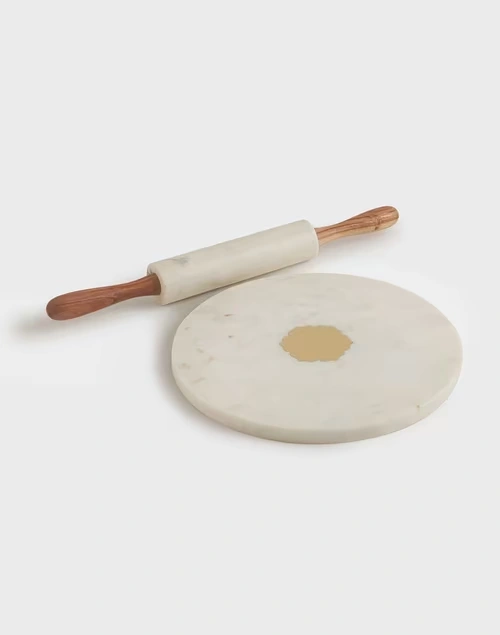 Rasoi Marble Chakla Belan With Stand 2pc Set