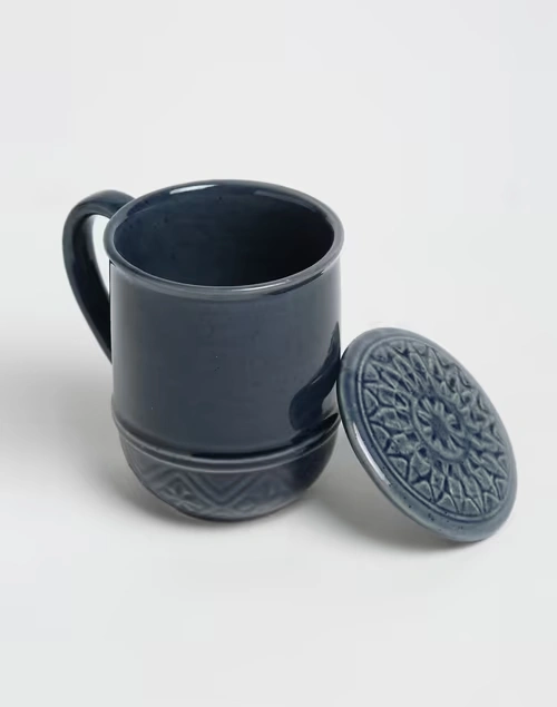 Asin Coffee Mug With Lid-Blue