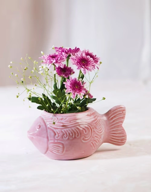 Jeevi Fish Planter - Pink