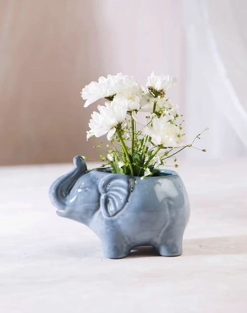 Jeevi Elephant Planter - Grey