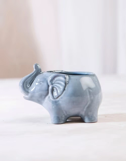 Jeevi Elephant Planter - Grey 3 Jeevi Elephant Planter - Grey