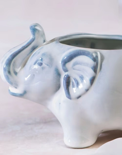 Jeevi Elephant Planter - White 4 Jeevi Elephant Planter - White