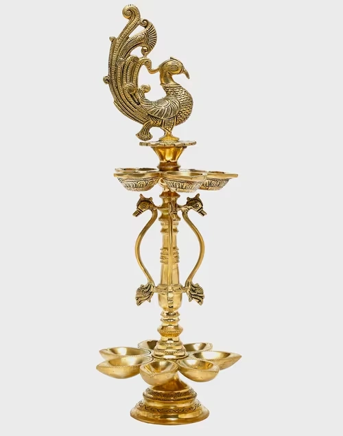 Brass Mehnoor Casted Bird Oil Lamp