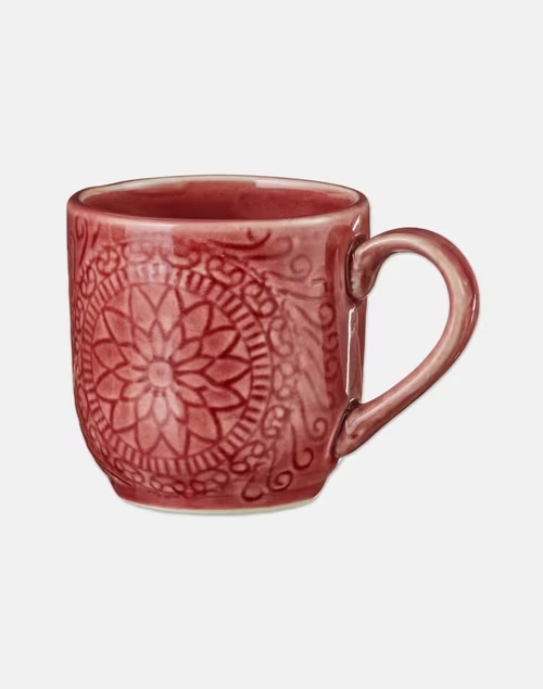 Pushp Embossed Coffee Mug-Red