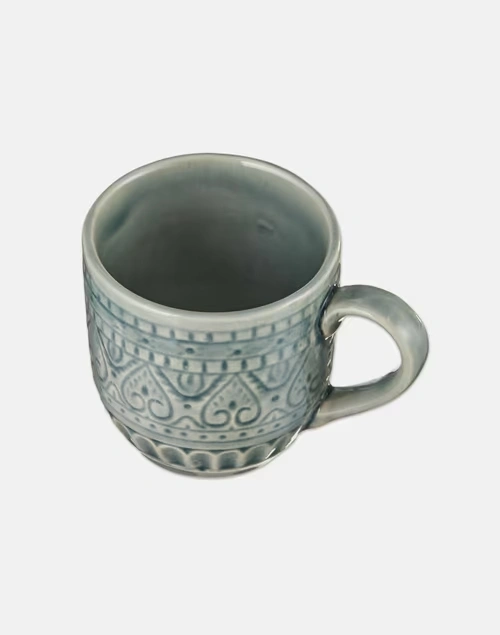 Pushp Embossed Coffee Mug-Green