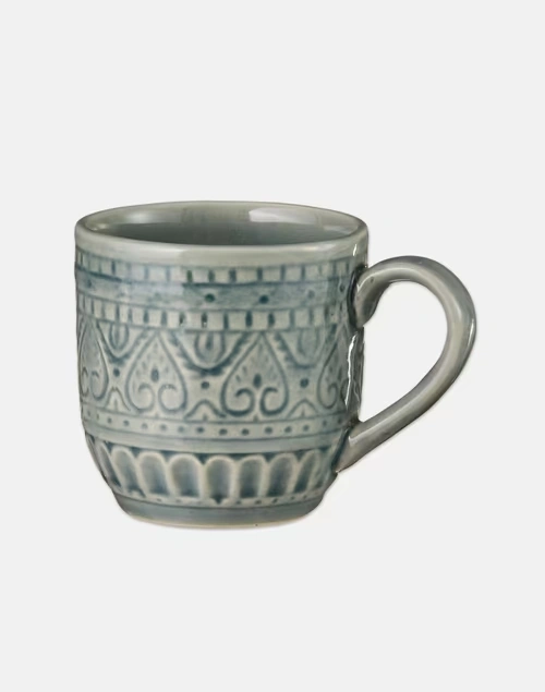 Pushp Embossed Coffee Mug-Green