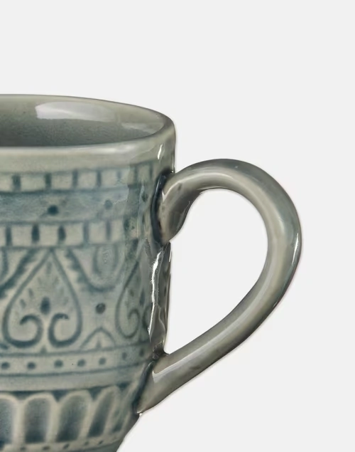 Pushp Embossed Coffee Mug-Green 3 Pushp Embossed Coffee Mug-Green