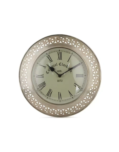 Silver Kasu Cutwork Metal Wall Clock