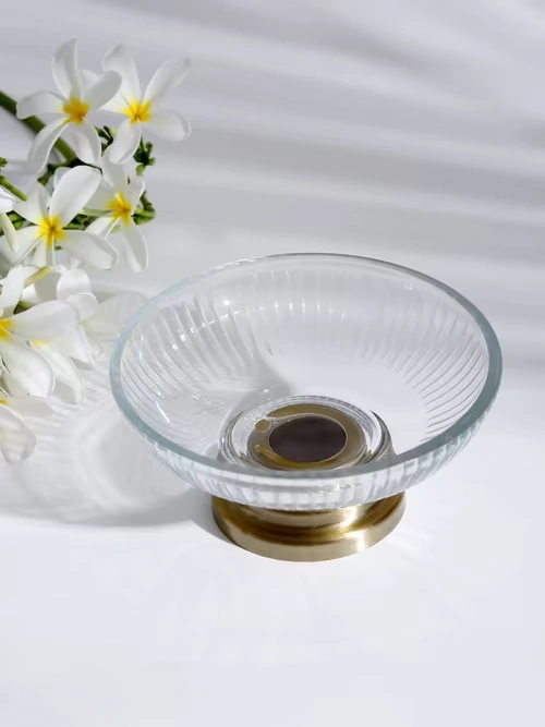 Antique Brass Saral Glass Soap Dish