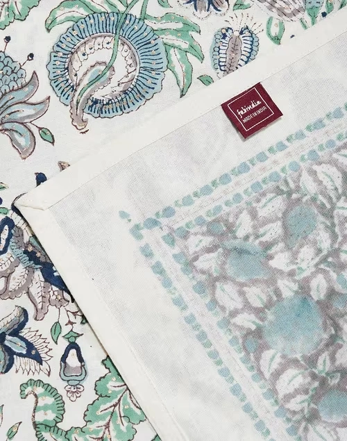 Blue Cotton Printed Antara Table Cover 4 Seater 4 Blue Cotton Printed Antara Table Cover 4 Seater