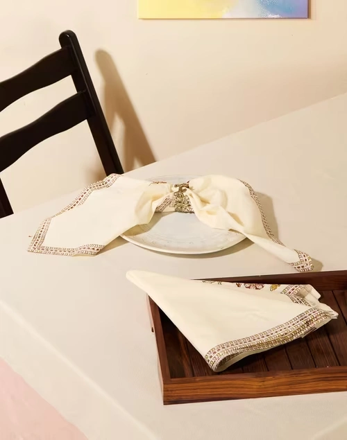 Yellow Coromandel Cotton Hand Block Printed Napkin | Set of 6