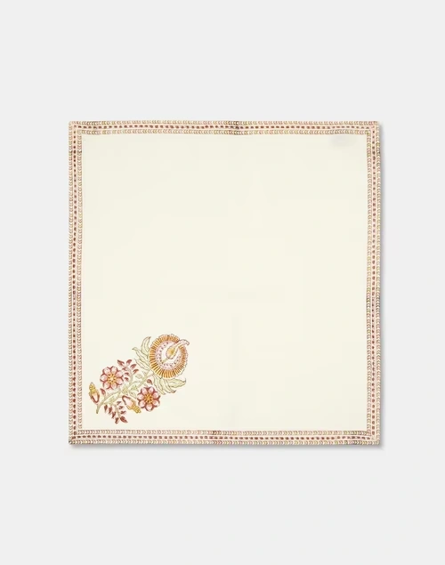 Yellow Coromandel Cotton Hand Block Printed Napkin | Set of 6