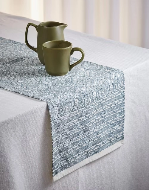 Blue Kiyansh Cotton Hand Block Printed Runner