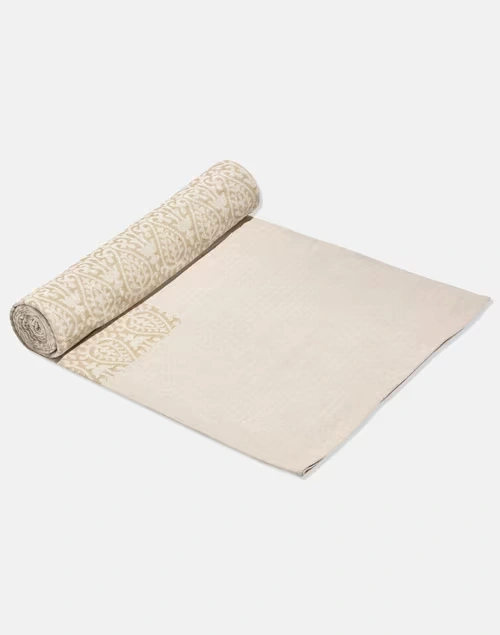 Beige Ridhik Cotton Bed Cover