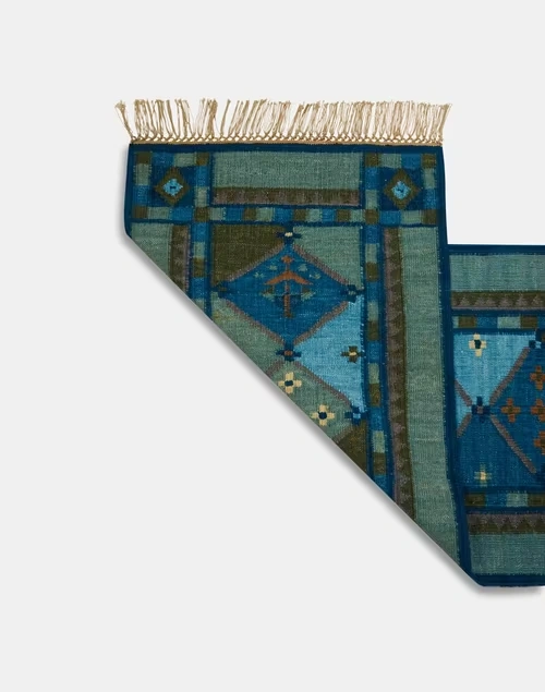 Blue Shamli Hand Woven Woollen Cotton Runner