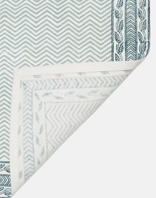 Blue Kiyansh Cotton Hand Block Printed Mat | Set of 6