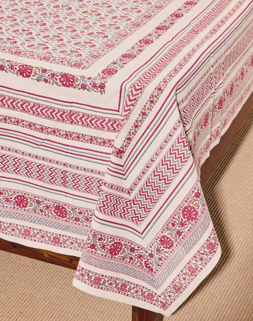 Pink Varda Cotton Printed Double Bed Cover 3 Pink Varda Cotton Printed Double Bed Cover
