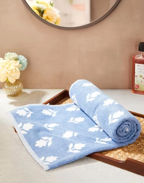 Blue Smriti Woven Cotton Towel