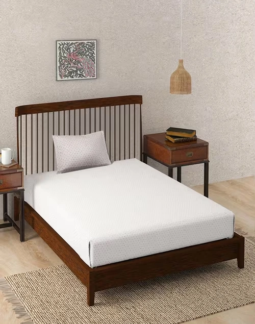 Red Vardaniya Cotton Printed Single Bed Sheet Set With 1 Pillow Cover