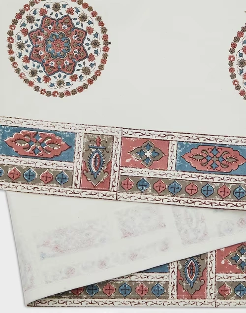 Cerise Cotton Block Print Table Runner 3 Cerise Cotton Block Print Table Runner