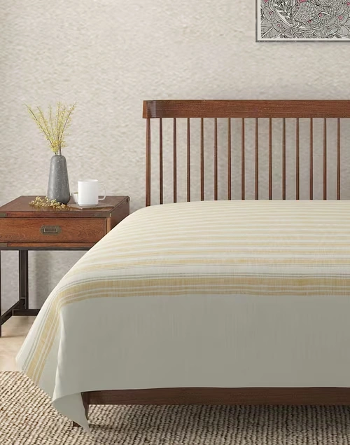 Yellow Jaira Cotton Hand Woven Bed Cover