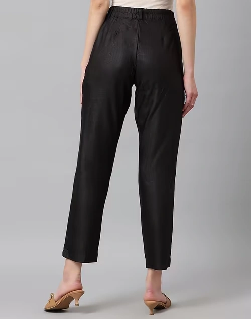 Black Viscose Silk Slim Fit Formal Kosi Pant 3 Black Viscose Silk Slim Fit Formal Kosi Pant
