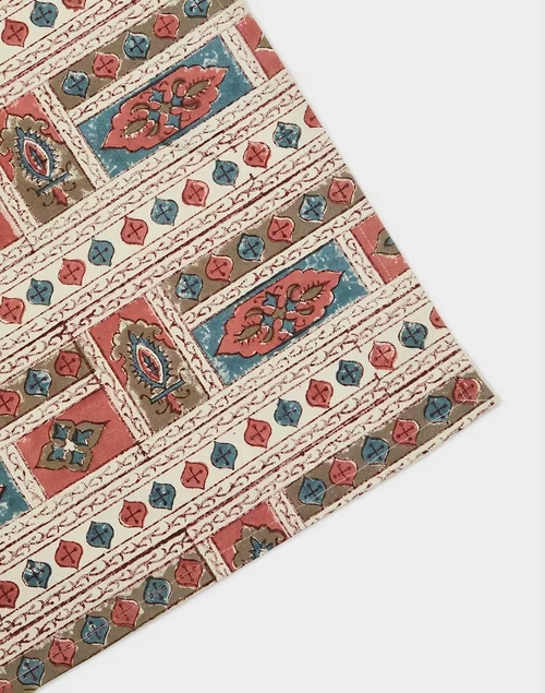 Cerise Cotton Block Print Table Mat Set Of 6