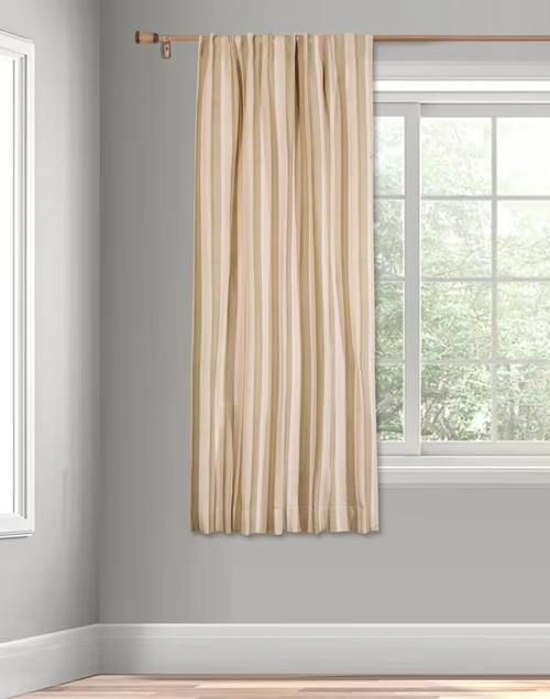 Beige Khus Woven Cotton Curtain | 1 Pc